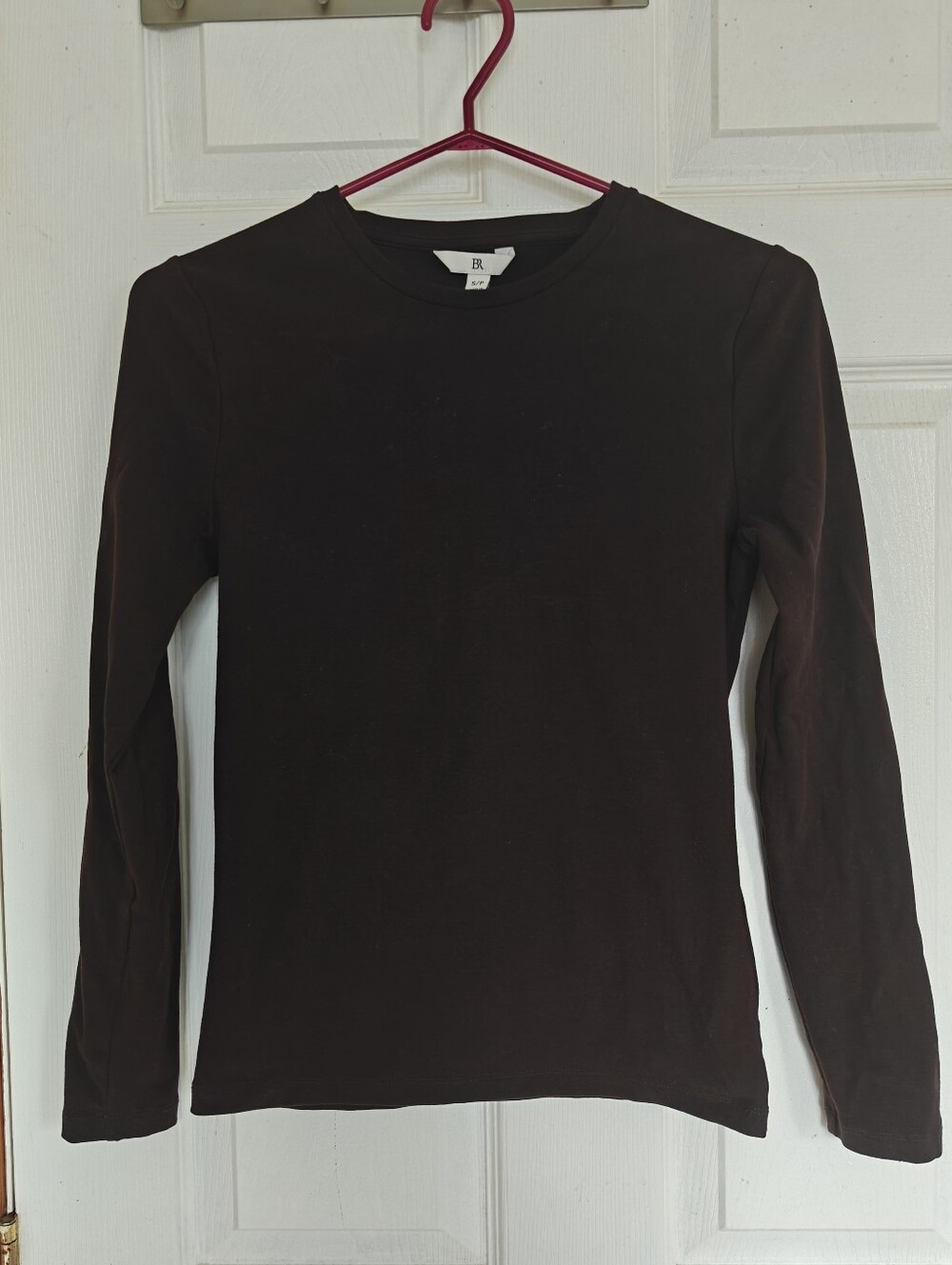 Banana Republic Long-Sleeve Crewneck T-shirt in Dark Brown, Cotton, Small